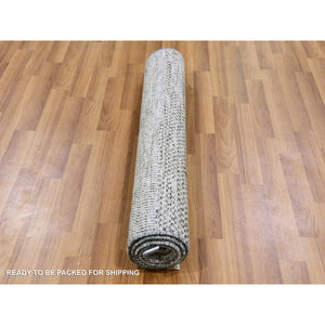 3'x4'9" Storm Gray, Tone on Tone, Modern Grass Design, Undyed Natural Wool, Hand Knotted, Oriental Rug FWR477462