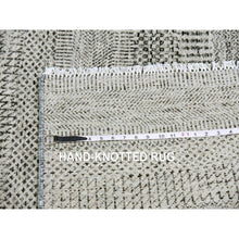 Load image into Gallery viewer, 3&#39;x4&#39;9&quot; Storm Gray, Tone On Tone, Modern Grass Design, Undyed Natural Wool, Hand Knotted, Oriental Rug FWR477462