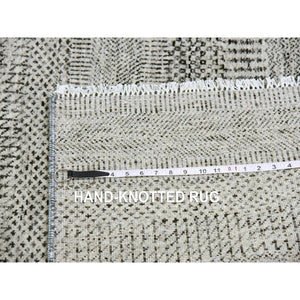 3'x4'9" Storm Gray, Tone On Tone, Modern Grass Design, Undyed Natural Wool, Hand Knotted, Oriental Rug FWR477462