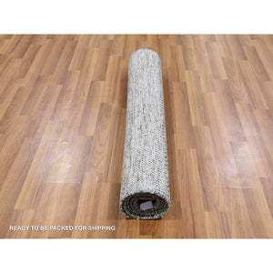 3'x4'10" Stone Eagle Gray, Natural Undyed Wool, Modern Grass Design, Hand Knotted, Tone on Tone, Oriental Rug FWR477474