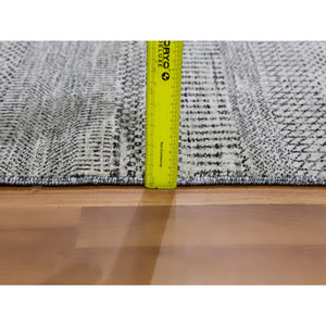 3'x4'10" Stone Eagle Gray, Natural Undyed Wool, Modern Grass Design, Hand Knotted, Tone on Tone, Oriental Rug FWR477474