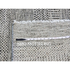 3'x4'10" Stone Eagle Gray, Natural Undyed Wool, Modern Grass Design, Hand Knotted, Tone On Tone, Oriental Rug FWR477474