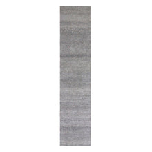 Load image into Gallery viewer, 2&#39;5&quot;x15&#39;10&quot; Rustic Gray, Modern Tone on Tone Grass Design, Hand Knotted, Undyed Organic Wool, XL Runner Oriental Rug FWR477498