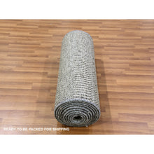 Load image into Gallery viewer, 2&#39;5&quot;x15&#39;10&quot; Rustic Gray, Modern Tone on Tone Grass Design, Hand Knotted, Undyed Organic Wool, XL Runner Oriental Rug FWR477498