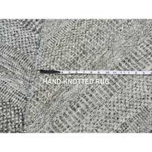 Load image into Gallery viewer, 11&#39;x11&#39; Storm Gray, Tone on Tone, Modern Grass Design, Organic Undyed Wool, Hand Knotted, Round Oriental Rug FWR477504