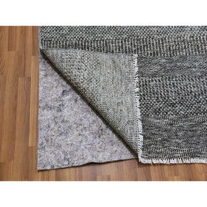 12'2"x15'2" Neutral Gray, Modern Grass Design, Tone On Tone, Undyed 100% Wool, Hand Knotted, Oversized Oriental Rug FWR477516