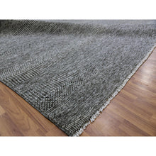 Load image into Gallery viewer, 12&#39;2&quot;x15&#39;2&quot; Neutral Gray, Modern Grass Design, Tone On Tone, Undyed 100% Wool, Hand Knotted, Oversized Oriental Rug FWR477516