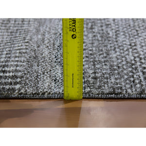12'2"x15'2" Neutral Gray, Modern Grass Design, Tone On Tone, Undyed 100% Wool, Hand Knotted, Oversized Oriental Rug FWR477516