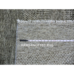 12'x12'2" Neutral Gray, Hand Knotted, Modern Grass Design, Natural Undyed Wool, Square Oriental Rug FWR477522