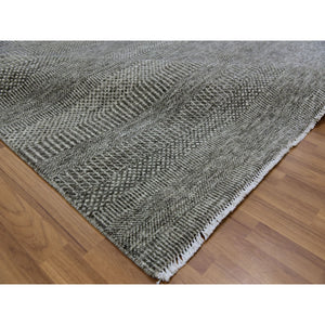 8'1"x8'2" Harbor Gray, Organic Undyed Wool, Modern Grass Design, Tone On Tone, Square Hand Knotted Oriental Rug FWR477534