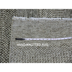 8'1"x8'2" Harbor Gray, Organic Undyed Wool, Modern Grass Design, Tone On Tone, Square Hand Knotted Oriental Rug FWR477534
