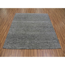 Load image into Gallery viewer, 6&#39;x6&#39;1&quot; Steel Gray, Undyed Pure Wool, Modern Grass Design, Hand Knotted, Tone On Tone, Square Oriental Rug FWR477564