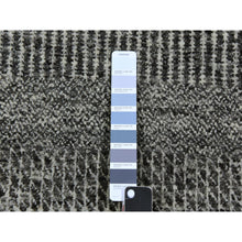 Load image into Gallery viewer, 3&#39;x5&#39; Graphite and Rustic Gray, Pure Undyed Wool, Tone on Tone, Modern Grass Design, Hand Knotted, Oriental Rug FWR477630