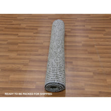 Load image into Gallery viewer, 3&#39;x5&#39; Graphite and Rustic Gray, Pure Undyed Wool, Tone on Tone, Modern Grass Design, Hand Knotted, Oriental Rug FWR477630