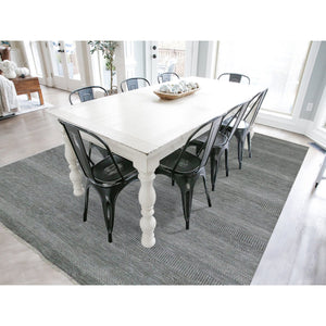 9'x12' Dim Gray, Tone On Tone, Hand Knotted, Modern Grass Design, Natural Undyed Wool, Oriental Rug FWR477666