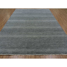 Load image into Gallery viewer, 9&#39;x12&#39; Dim Gray, Tone On Tone, Hand Knotted, Modern Grass Design, Natural Undyed Wool, Oriental Rug FWR477666