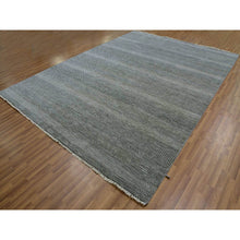 Load image into Gallery viewer, 9&#39;x12&#39; Dim Gray, Tone On Tone, Hand Knotted, Modern Grass Design, Natural Undyed Wool, Oriental Rug FWR477666