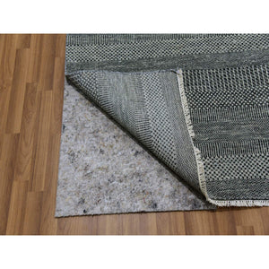 9'x12' Dim Gray, Tone On Tone, Hand Knotted, Modern Grass Design, Natural Undyed Wool, Oriental Rug FWR477666