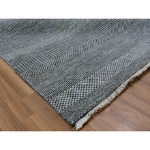 Load image into Gallery viewer, 9&#39;x12&#39; Dim Gray, Tone On Tone, Hand Knotted, Modern Grass Design, Natural Undyed Wool, Oriental Rug FWR477666