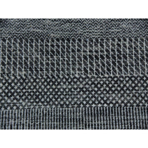 9'x12' Dim Gray, Tone On Tone, Hand Knotted, Modern Grass Design, Natural Undyed Wool, Oriental Rug FWR477666