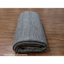 Load image into Gallery viewer, 9&#39;x12&#39; Dim Gray, Tone On Tone, Hand Knotted, Modern Grass Design, Natural Undyed Wool, Oriental Rug FWR477666