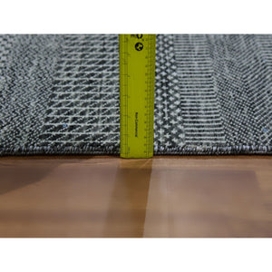 9'x12' Dim Gray, Tone On Tone, Hand Knotted, Modern Grass Design, Natural Undyed Wool, Oriental Rug FWR477666