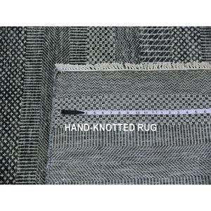 9'x12' Dim Gray, Tone On Tone, Hand Knotted, Modern Grass Design, Natural Undyed Wool, Oriental Rug FWR477666