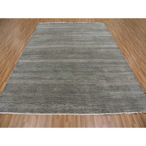 8'1"x10'3" Davy's Gray, Dyed Densely Woven Tone On Tone, Soft To The Touch Wool And Silk, Hand Knotted Modern Grass Design, Oriental Rug FWR477684