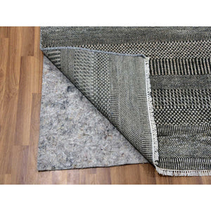 8'1"x10'3" Davy's Gray, Dyed Densely Woven Tone On Tone, Soft To The Touch Wool And Silk, Hand Knotted Modern Grass Design, Oriental Rug FWR477684