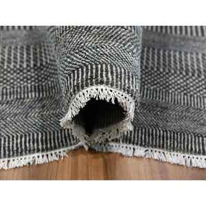 8'1"x10'3" Davy's Gray, Dyed Densely Woven Tone On Tone, Soft To The Touch Wool And Silk, Hand Knotted Modern Grass Design, Oriental Rug FWR477684