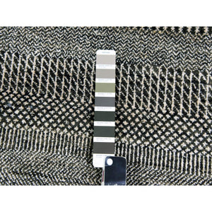 8'1"x10'3" Davy's Gray, Dyed Densely Woven Tone On Tone, Soft To The Touch Wool And Silk, Hand Knotted Modern Grass Design, Oriental Rug FWR477684