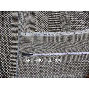 8'1"x10'3" Davy's Gray, Dyed Densely Woven Tone On Tone, Soft To The Touch Wool And Silk, Hand Knotted Modern Grass Design, Oriental Rug FWR477684