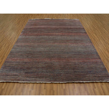 Load image into Gallery viewer, 8&#39;1&quot;x10&#39;2&quot; Rust Brown, Modern Grass Design, Soft Pile,  Dense Weave, Tone On Tone, Dyed, Wool And Silk Hand Knotted, Oriental Rug FWR477702