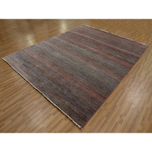Load image into Gallery viewer, 8&#39;1&quot;x10&#39;2&quot; Rust Brown, Modern Grass Design, Soft Pile,  Dense Weave, Tone On Tone, Dyed, Wool And Silk Hand Knotted, Oriental Rug FWR477702