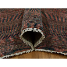 Load image into Gallery viewer, 8&#39;1&quot;x10&#39;2&quot; Rust Brown, Modern Grass Design, Soft Pile,  Dense Weave, Tone On Tone, Dyed, Wool And Silk Hand Knotted, Oriental Rug FWR477702