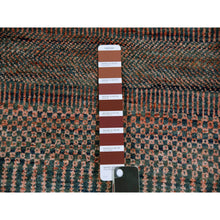 Load image into Gallery viewer, 8&#39;1&quot;x10&#39;2&quot; Rust Brown, Modern Grass Design, Soft Pile,  Dense Weave, Tone On Tone, Dyed, Wool And Silk Hand Knotted, Oriental Rug FWR477702