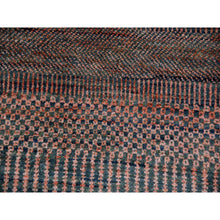 Load image into Gallery viewer, 8&#39;1&quot;x10&#39;2&quot; Rust Brown, Modern Grass Design, Soft Pile,  Dense Weave, Tone On Tone, Dyed, Wool And Silk Hand Knotted, Oriental Rug FWR477702