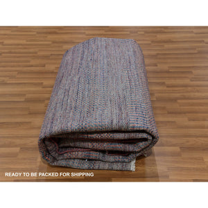 8'1"x10'2" Rust Brown, Modern Grass Design, Soft Pile,  Dense Weave, Tone On Tone, Dyed, Wool And Silk Hand Knotted, Oriental Rug FWR477702
