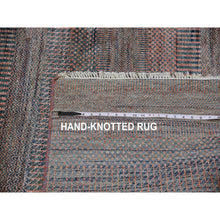 Load image into Gallery viewer, 8&#39;1&quot;x10&#39;2&quot; Rust Brown, Modern Grass Design, Soft Pile,  Dense Weave, Tone On Tone, Dyed, Wool And Silk Hand Knotted, Oriental Rug FWR477702