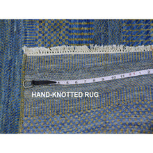 Load image into Gallery viewer, 2&#39;5&quot;x20&#39; Aegean Blue, Modern Tone On Tone Grass Design, Hand Knotted, Dyed Organic Wool, Xl Runner Oriental Rug FWR477708