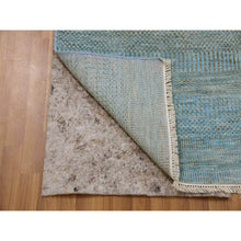 Load image into Gallery viewer, 2&#39;6&quot;x16&#39;3&quot; Ocean Blue, Hand Knotted , Tone on Tone, Densely Woven, Soft Pile, Dyed, Wool and Silk, Modern Grass Design, XL Runner Oriental Rug FWR477714