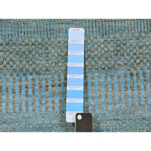 Load image into Gallery viewer, 2&#39;6&quot;x16&#39;3&quot; Ocean Blue, Hand Knotted , Tone on Tone, Densely Woven, Soft Pile, Dyed, Wool and Silk, Modern Grass Design, XL Runner Oriental Rug FWR477714