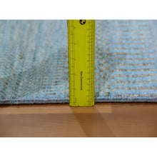 Load image into Gallery viewer, 2&#39;6&quot;x16&#39;3&quot; Ocean Blue, Hand Knotted , Tone on Tone, Densely Woven, Soft Pile, Dyed, Wool and Silk, Modern Grass Design, XL Runner Oriental Rug FWR477714