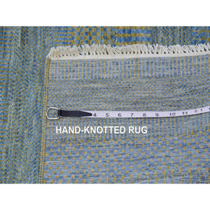 2'6"x20' Chelsea Blue, Xl Runner Grass Design Tone On Tone, Hand Knotted, Natural Dyed Wool Oriental Rug FWR477732