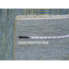 Load image into Gallery viewer, 2&#39;6&quot;x20&#39; Chelsea Blue, Xl Runner Grass Design Tone On Tone, Hand Knotted, Natural Dyed Wool Oriental Rug FWR477732