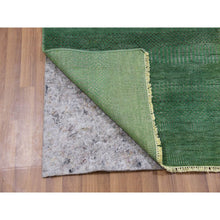 Load image into Gallery viewer, 2&#39;9&quot;x10&#39; Cambridge Blue, Dyed, Wool And Silk Hand Knotted, Grass Design Dense Weave, Tone On Tone Soft Pile, Runner Oriental Rug FWR477750