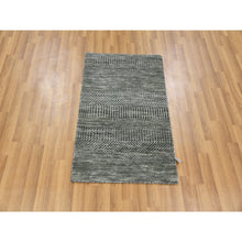 Load image into Gallery viewer, 2&#39;1&quot;x3&#39;1&quot; Echo Gray, Tone On Tone, Hand Knotted, Pure Dyed Wool, Grass Design Mat Oriental Rug FWR477804