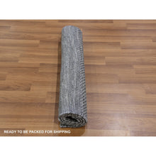 Load image into Gallery viewer, 2&#39;1&quot;x3&#39;1&quot; Echo Gray, Tone On Tone, Hand Knotted, Pure Dyed Wool, Grass Design Mat Oriental Rug FWR477804