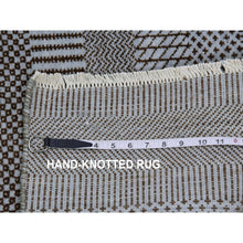 Load image into Gallery viewer, 2&#39;2&quot;x3&#39;3&quot; Chrome Gray, Modern Grass Design, Tone on Tone, Dyed 100% Wool, Hand Knotted, Mat Oriental Rug FWR477828