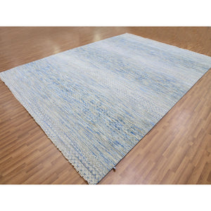 10'x14'1" Cadet Gray, Modern Dyed 100% Wool Hand Knotted Chiaroscuro Collection, Thick And Plush, Oriental Rug FWR477882